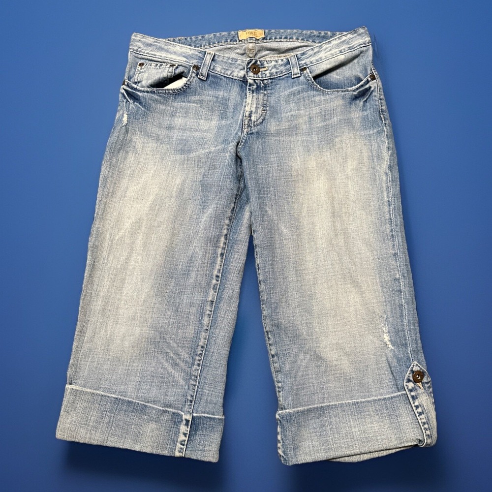 BKE Buckle Jeans Womens Blue Capri‎ Stretch Dark Wash Cuffed 33x18